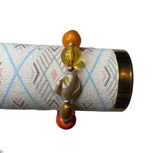 MultiColor Plastic Beaded Orange Pink Yellow Cream Stretch Bracelet